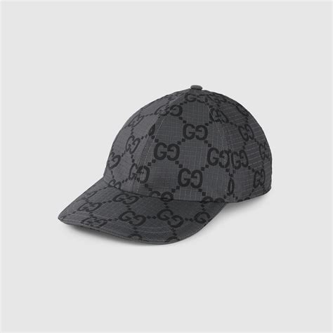 gucci casquette gris|Casquette en polyester GG en gris foncé et noir .